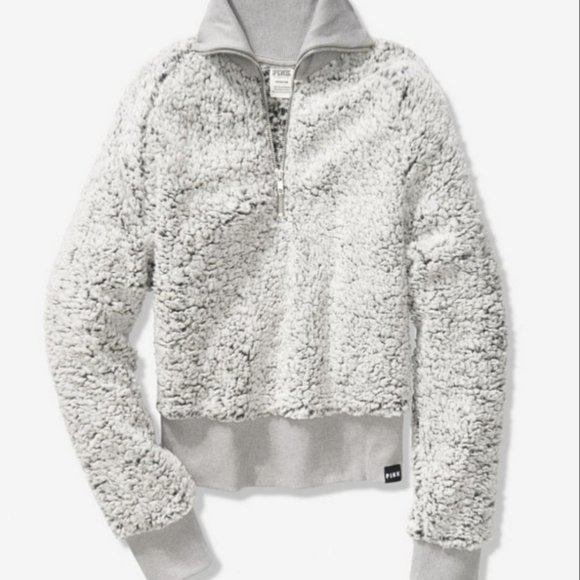 PINK Sharpa Gray Half Zipper - Picture 2 of 7